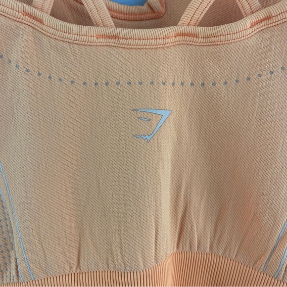 !SOLD! GYMSHARK Neon Orange Ultra Seamless Asymmetrical Workout Sports Bra - Picture 8 of 9